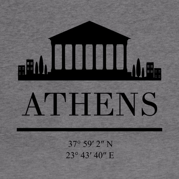 ATHENS GREECE BLACK SILHOUETTE SKYLINE ART by deificusArt